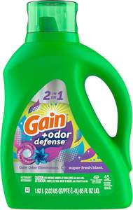 Detergente líquido para ropa Gain Odor Defense, aroma Super Fresh Blast, 2 x 65 fl oz, 2 x 45 lavados, total de 90 lavados, Lavandería - Product Image 5