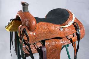 Selle de cheval de course Western Barrel en cuir fait à la main de qualité supérieure conception personnalisée selle d'équitation durable avec tous les accessoires - Product Image 4