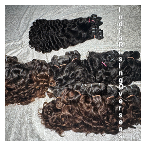 Extensiones de Cabello Humano Natural Remy de Templo Indio, Doble Trama, Ondulado y Voluminoso, Aspecto Natural: Modelo no Permanente - Product Image 1