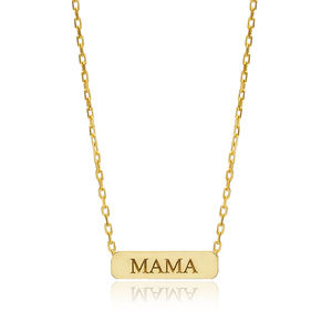 Mama Plain Charm Rectangle Collier en argent sterling 925 turc fait à la main en gros pendentif en argent sterling 925 - Product Image 3