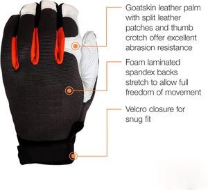 ถุงมือนิรภัยหนังแพะป้องกันมือทนทานถุงมือทำงานกลไกด้ามจับที่เหนือกว่าป้องกันการขีดข่วน - Product Image 3