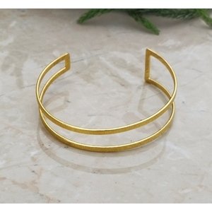 Handmade Classic Gold Plated Brass Cuff Bracelets Geometric Shape Patterned <b>Bangles</b> - Product Image 1