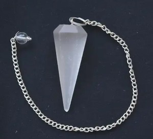 Gran oferta, Péndulo de cristal de selenita Natural facetado en forma de cono, amatista tallada, piedra preciosa de amor semipreciosa para meditación Feng - Product Image 3