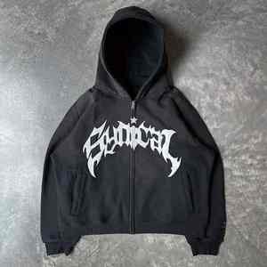 2025 personalizado estilo americano cremallera Puff impresión Sudadera con capucha para hombres algodón polar Oversize Puff impresión Sudadera con capucha para hombres - Product Image 3