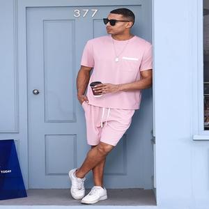 ชุดเสื้อยืดแขนสั้นวินเทจสำหรับผู้ชายคอโอแบบคลาสสิกระบายอากาศได้พร้อมเอวยางยืดน้ำหนักเบาหลากสี - Product Image 3