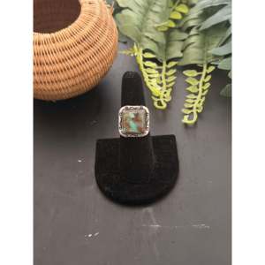 Royston Turquoise & Sterling <b>Silver</b> <b>Ring</b> Handmade <b>Boho</b> Navajo Jewelry Size 7.5 for Everyday Wear - Product Image 1