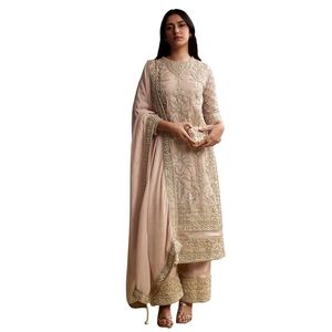 Traje Palazzo bordado floral morado, venta al por mayor, Ropa Étnica para mujer, fábrica de ropa OEM, proveedor a granel, moda personalizada - Product Image 3