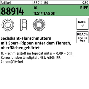 Hex Flange <b>Lock</b> Nuts M6 10 FlZnnc 480h-L 500-Piece Pack - Product Image 1