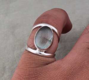 แหวนแลบราโดไรต์ธรรมชาติ925อัญมณีไฟสีน้ำเงินเงินแฮนด์เมดของขวัญขายส่ง - Product Image 1