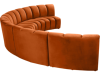 Canapé banquette incurvé en velours orange avec design capitonné pour bar, boîte de nuit, hôtel, restaurant, mobilier commercial