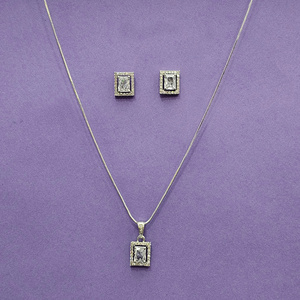 ชุดจี้เพชร CZ ที่ละเอียดอ่อนพร้อมเครื่องประดับแฟชั่นชุบโรเดียมส่งออกเครื่องประดับในอินเดีย - Product Image 1