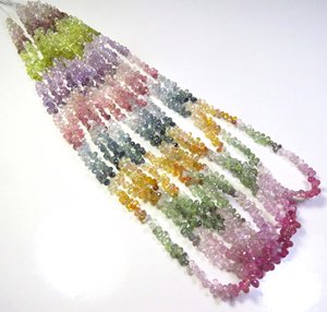 Saphir Briolette perles à facettes 3.50-5mm couleur arc-en-ciel naturel forme de larme 16 "brin 7 brins fabrication de bijoux de haute qualité - Product Image 1