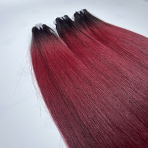 Extensions de cheveux humains vietnamiens bourgogne faisceaux droits d'os de donneur simple à double tirage avec dentelle - Product Image 3