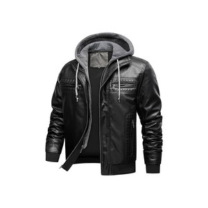 Chaqueta de cuero de la motocicleta de los hombres de moda abrigo chaqueta Casual - Product Image 2