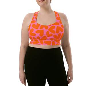 Custom Wholesale Women Sports <b>Bra</b> Breathable Seamless Tight Fit Yoga Digital Print High Support <b>Racerback</b> Front Logo Mesh - Product Image 3