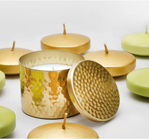 Pots de bougies cylindriques en métal martelés fabriqués à la main, simples mais élégants, directement des grossistes indiens, pots en laiton - Product Image 1