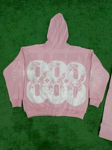 Sweat à capuche surdimensionné pour homme, hiver, effet usé, double fermeture éclair, personnalisé, uni, teinture unie, imprimé à l'écran, streetwear, 100% coton, haute qualité - Product Image 5