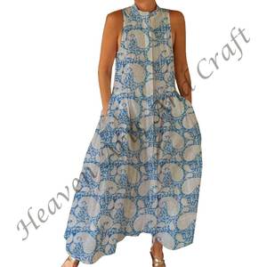 Mono de Algodón con Estampado a Mano para Mujer, Mono de Verano, Túnica Informal, Ropa Diaria, Regalo para Ella, para Primavera/Verano, Adultos - Product Image 3