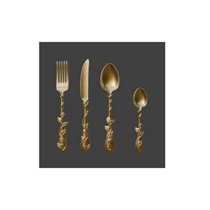 Couverts en vrac de qualité supérieure très vendus ensemble de couverts de table à manger à poignée gaufrée plaquée or pour hôtels et restaurants - Product Image 1