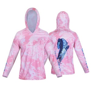 เสื้อฮู้ดกันแดด UPF50 แขนยาว กันน้ำ สำหรับตกปลา แบบยูนิเซ็กซ์ ปรับแต่งได้ เสื้อแรชการ์ดแห้งเร็ว พร้อมปกคอ - Product Image 5