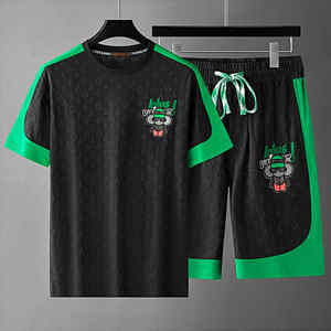 Haute qualité imprime hommes ensemble Streetwear survêtement décontracté hommes à manches courtes T-Shirt Shorts 2 pièces ensembles survêtement ensembles - Product Image 1