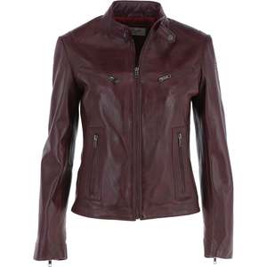 Veste en cuir automne hiver personnalisée pour femmes haut tendance solide col tournant conception manches longues respirant Satin uni teint - Product Image 1