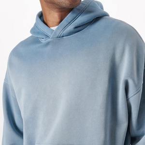 Sudaderas Lisas de Color Sólido 100% Algodón para Hombre, Lavado Ácido, Talla Grande, Hombros Caídos, Servicio OEM, Sudaderas con Capucha para Hombre - Product Image 3