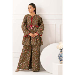 ชุดสูทผ้าวิสโคสพิมพ์ลายสไตล์โบโฮ 2 ชิ้น ระบายอากาศได้ดีและเอวยางยืด WNST-52005 - Product Image 6