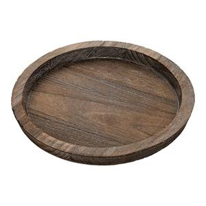 Plateau de service rond en bois Assiette décorative de style rustique Plateau ottoman en grain de bois naturel Plateau en bois naturel Forme unique - Product Image 5
