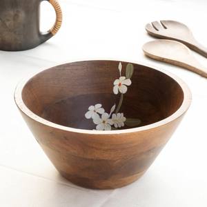 Bol à fruits en bois de manguier peint à la main, écologique, personnalisable, 8 pouces x 8 pouces x 4,0 pouces, passe au lave-vaisselle, léger, durable, pour les fêtes - Product Image 3