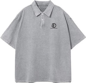 Lavado ácido de alta calidad Logotipo de impresión personalizado hombres pulóver Polo Material personalizado Flexible hombres lavado ácido Polo camisa - Product Image 3