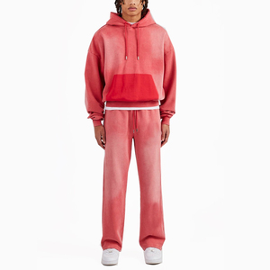 Streetwear Homme Solide 2 Pièces Hoodies & Joggers Survêtement Ensemble Acid Washed Distressed Sweatpants Sun-Faded - Product Image 4