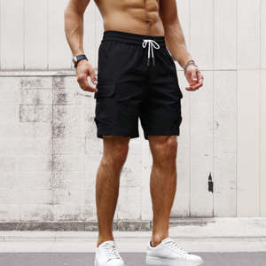 กางเกงขาสั้นวิ่งแห้งเร็วของผู้ชายระบายอากาศได้ดีสำหรับเล่นฟิตเนสยิมกางเกงขาสั้นผ้าตาข่ายเชือกผูกแบบกำหนดเองไม่ยับ - Product Image 5