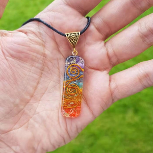 Vente en gros d'orgone naturelle à sept chakras, pendentif énergie, bobine de cuivre, collier de pierres précieuses orgonite de guérison, pendentifs, protection EMF - Product Image 4