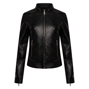 Chaqueta de cuero genuino para mujer con estilo de alta calidad, diseño ajustado, decoración bordada, chaqueta de cuero transpirable al por mayor - Product Image 1