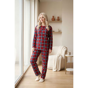 Conjunto de Pijama de Franela Acogedor con Cintura Elástica, Logotipo Personalizado, Material de Spandex Cómodo y Transpirable, Diseño Encantador sin Mangas para Invierno - Product Image 1