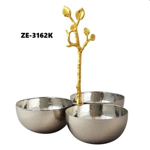 Bol en métal artisanal de qualité supérieure, élégant bol de table, bol en métal pour hôtel, mariage, plaqué or, bordure dorée moderne, grossiste en métal - Product Image 3