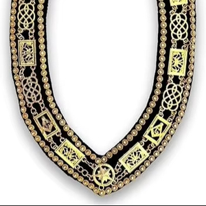 Masonic Regalia Grand Lodge Chain Collar Golden Chain with <b>Purple</b> Backing Golden Rhinstones - Product Image 1