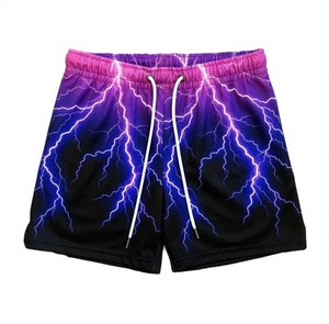 Shorts de Playa para Hombre de Secado Rápido con Estampado Geométrico, Cintura Media con Cordón Ajustable, Casuales, de Poliéster - Product Image 4