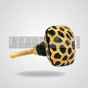 Premium Decorative Giraffe Finish Bone Horn <b>Door</b> <b>Knob</b> <b>Antique</b> <b>Brass</b> Carved Cabinet Drawer Pull Handle Vintage Furniture Hardware - Product Image 3