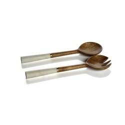 Modern Kitchen Acacia Wood and Resin Handle Fruit <b>Dessert</b> Mixing Tools Resin Serving Spoon and <b>Fork</b> for Party - Product Image 4