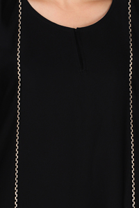 Nouveau à la mode femmes Naqab à manches longues ligne unique noir Burqa Style ethnique solide Hijab mode islamique robes musulmanes Abaya - Product Image 4