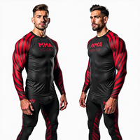 Rashguards personnalisés BJJ MMA sublimés, respirants, séchage rapide, antibactériens, anti-UV, durables, matière 220g, entraînement et compétition