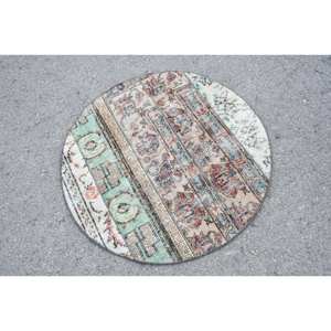 พรมตุรกีวินเทจ3.1ft เบจสีน้ำตาล3.1 x ขนสัตว์แฮนด์เมดพร้อมแผ่นรองยางลายเย็บปะสี่เหลี่ยมผืนผ้าสำหรับข้างเตียง - Product Image 2