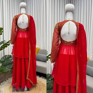 Designer <b>Lehenga</b> Choli Sharara Set Elegant Ethnic Wear for Party All Seasons Crafted Classy Tones Premium Fabric Detailing - Product Image 3