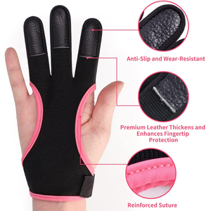 Gants de tir à l'arc de qualité supérieure, gants en cuir pour arc recurve et arc compound, adaptés aux hommes, aux femmes et aux jeunes - Product Image 3