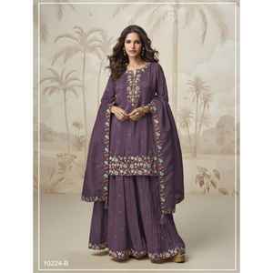 Lancement du nouveau Kurti Plazzo en soie Simar romain lourd élégant avec Dupatta en soie Simar romain lourd - Product Image 1