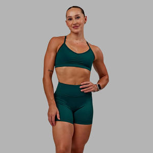 Vente en gros de shorts et soutiens-gorge en mousse foncée avec logo personnalisé ensembles pour femmes ensemble de 2 pièces pour l'entraînement de gymnastique à séchage rapide et respirant ensemble pour plage et été pour femmes - Product Image 1