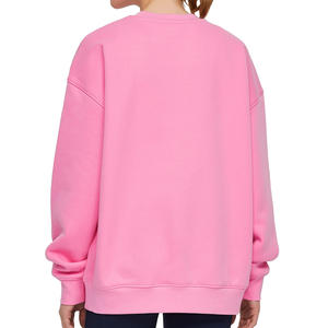 Sudadera informal con logotipo bordado personalizado, suéter de algodón de gran tamaño con cuello redondo, jersey de lana con cuello redondo para mujer, sudadera - Product Image 2