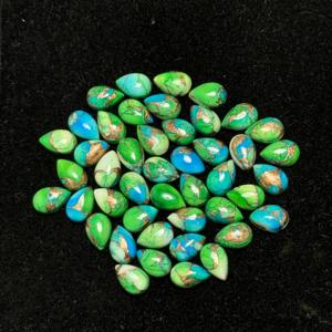 AAA + haute qualité taille personnalisée poire forme naturel paon cuivre Kingman Turquoise Cabochon vert bijoux pierres précieuses en vrac - Product Image 3